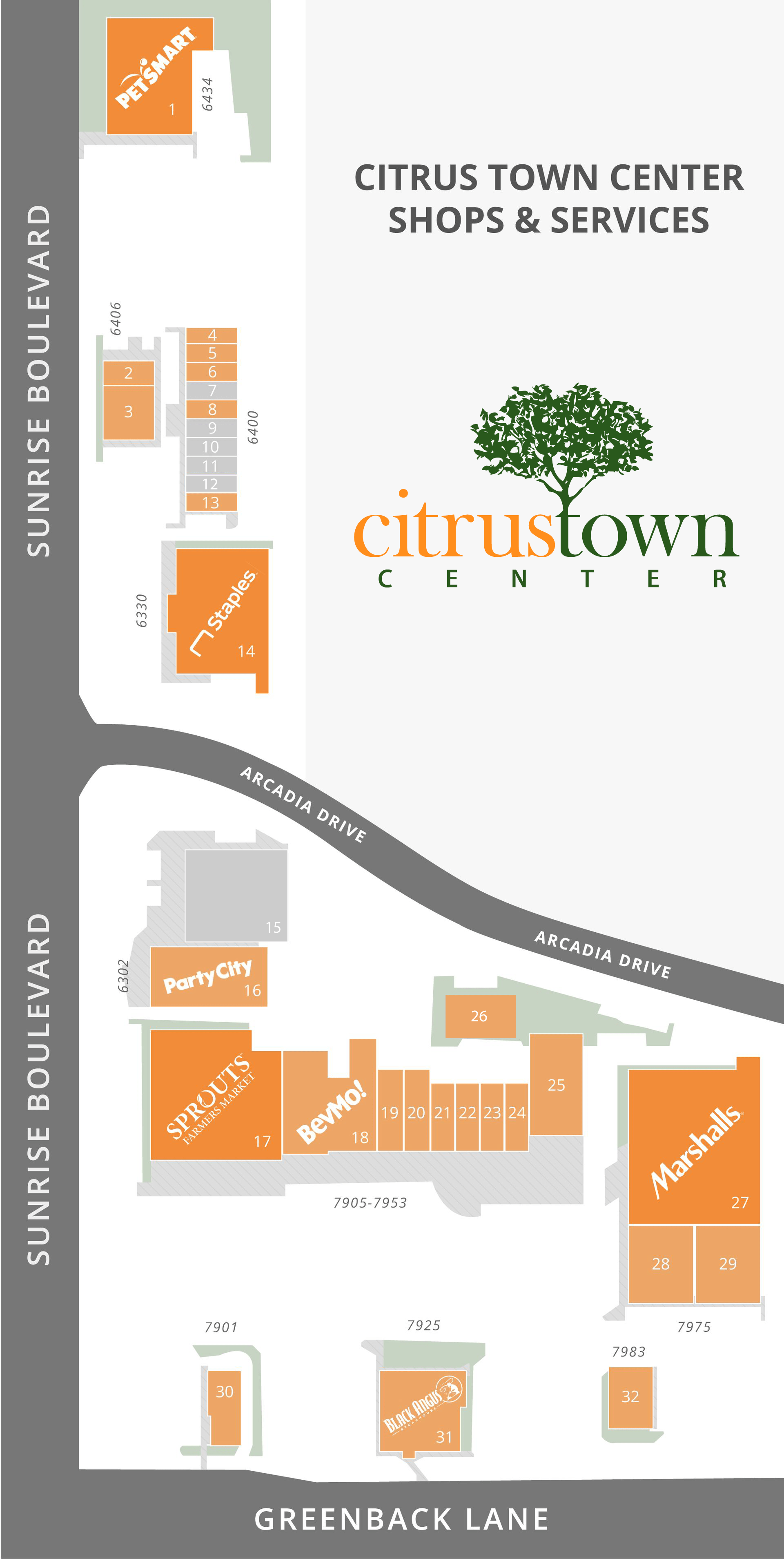 Citrus Town Center Directory Map.